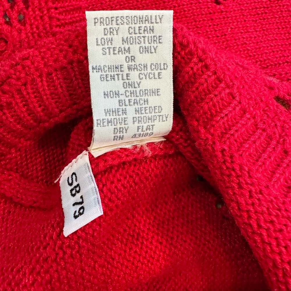 Vintage 1995 Susan Bristol Hand Embroidered Red Cardigan Size S - Picture 8 of 12